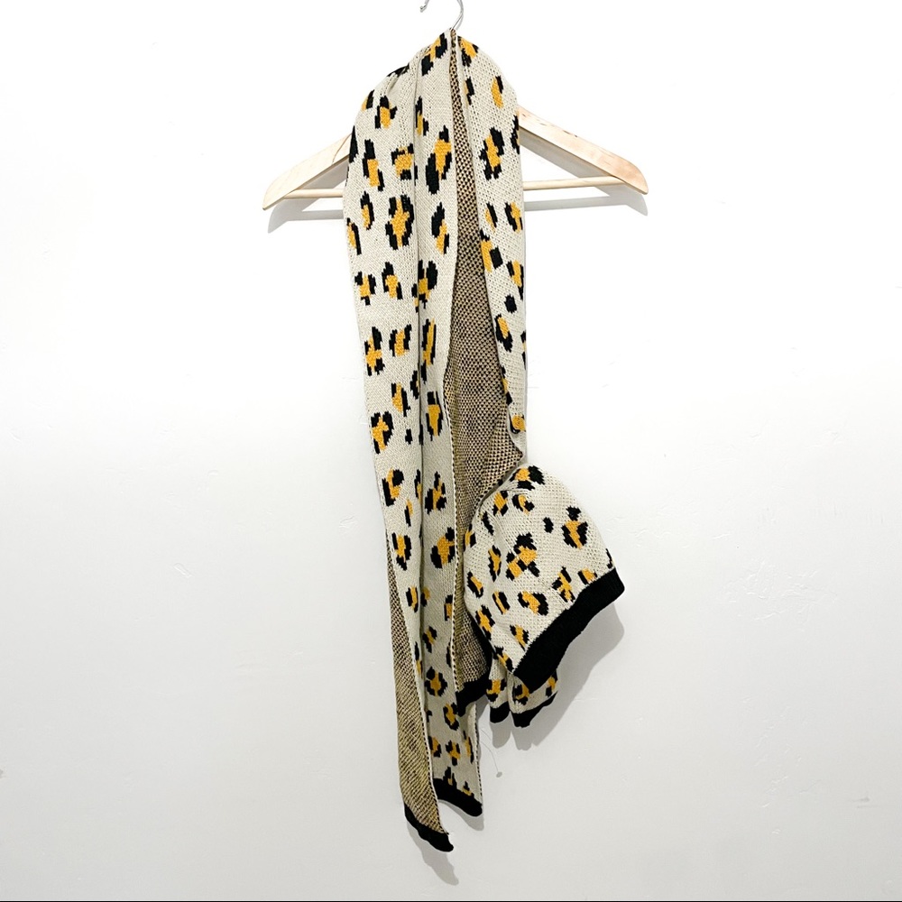 NWT French Connection leopard print hat & scarf set